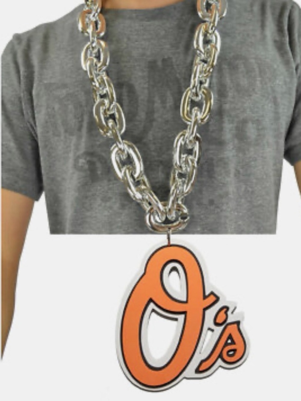 MLB Silver Chain Necklace with Orange O's Pendant
